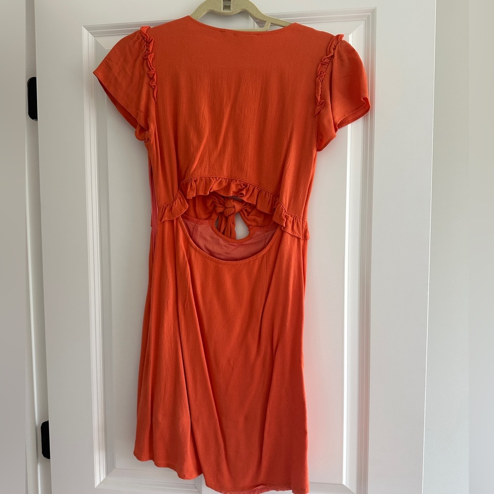 Lulu's Vibrant Orange Ruffle Mini Dress - Picture 3 of 3